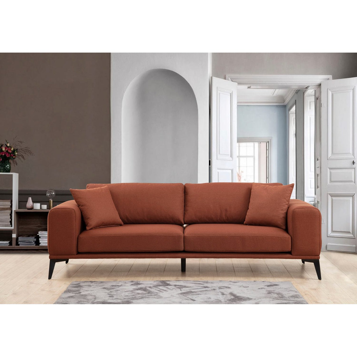Sapporo 3 (235 x 90 x 80 cm) 3-sitssoffa Rio-röd