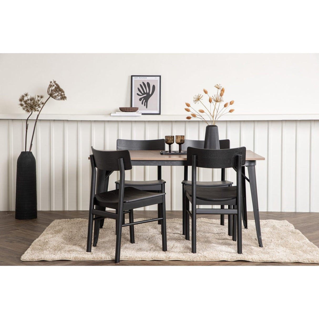 Tempe, Montros Rektangulär matgrupp Svart, Valnöt, 140 x 80