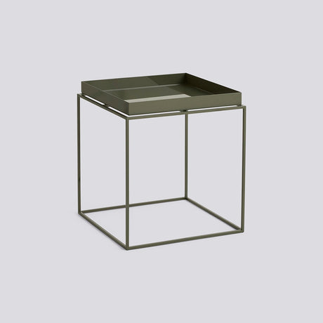 Tray Table L40 × B40 × H44 cm Brickbord Olive green, Olive green – pulverlackerat stål