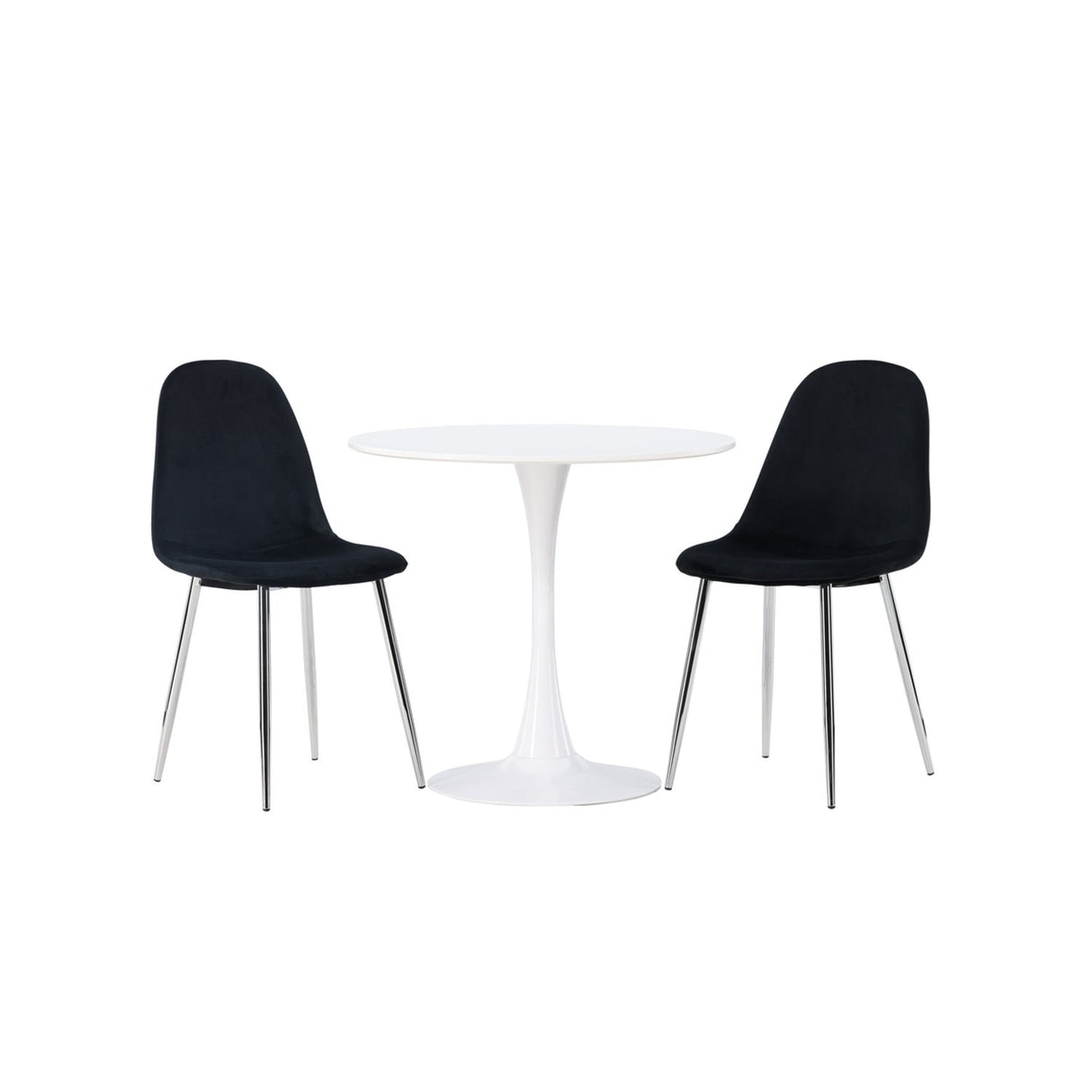 Hamden, Polar Rund matgrupp Svart,Silver, Vit, ⌀80