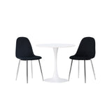 Hamden, Polar Rund matgrupp Svart,Silver, Vit, ⌀80