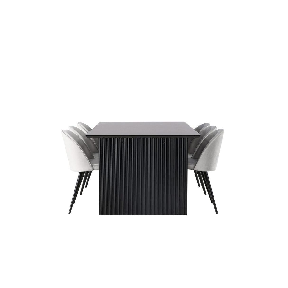 Vail, Velvet Rektangulär matgrupp Svart,Grå, Svart, 200 x 100