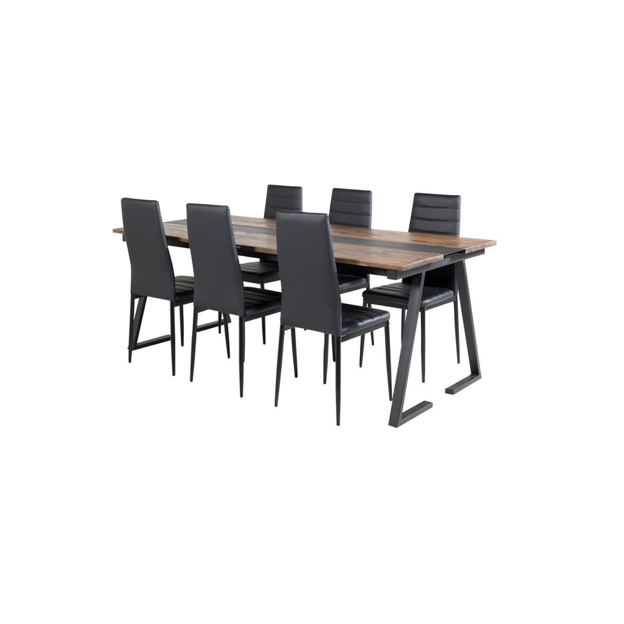 Jakarta, Slim Rektangulär matgrupp Svart, Svart,Natur, 200 x 90