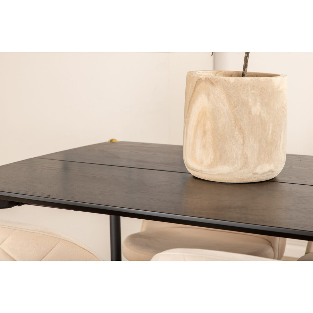 Pelle, Velvet Rektangulär matgrupp Beige, Svart, Svart, 190 x 90