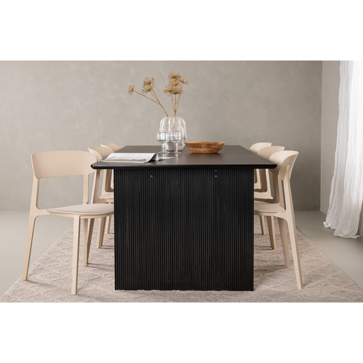 Vail, Åstol Rektangulär matgrupp Beige, Svart, 200 x 100