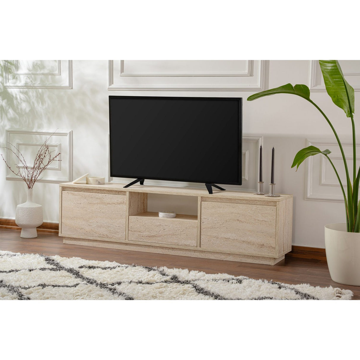 Vanguard (160 x 42 x 30 cm) TV-bänk Travertin