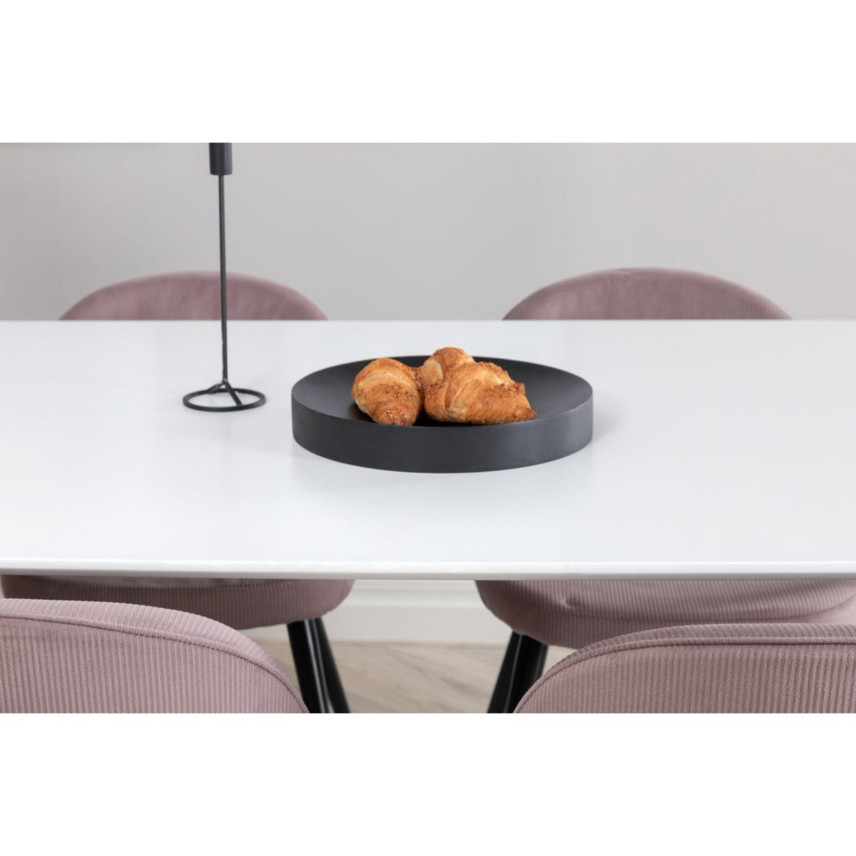 Polar, Velvet Rektangulär matgrupp Svart, Dammrosa, Svart, Vit, 240 x 100