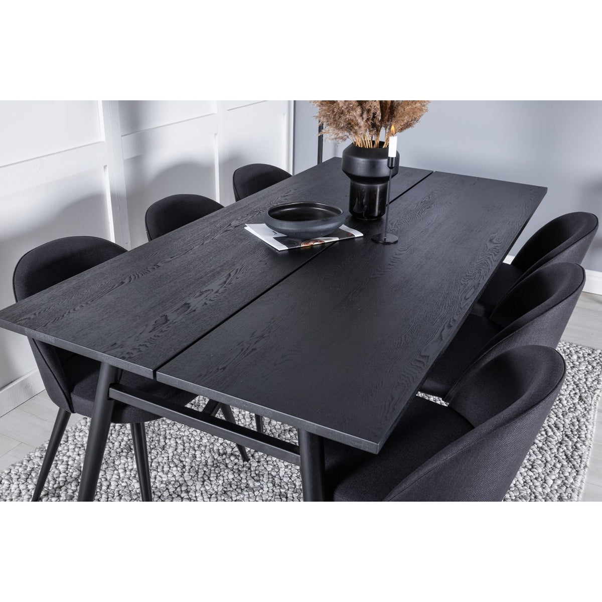 Sleek, Velvet Rektangulär matgrupp Svart, Svart, 195 x 95