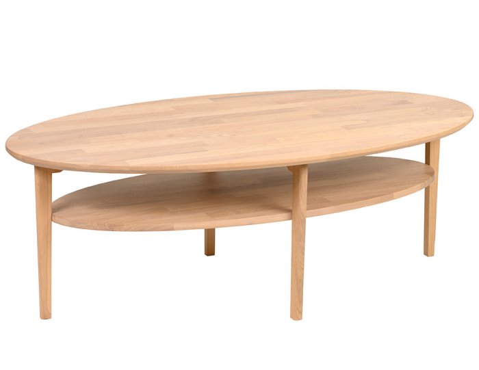 Egil Soffbord Oval 135x70 cm med hylla White Oiled Oak