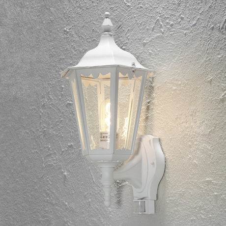 Firenze E27 Upp PIR Rörelsevakt Vägglampa Ute Vit