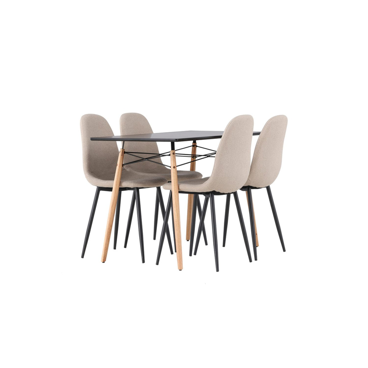 Danburi, Polar Rektangulär matgrupp Beige,Svart, Svart,Natur, 120 x 60