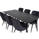 Dipp, Velvet Deluxe Rektangulär matgrupp Svart, Svart, 180 x 90