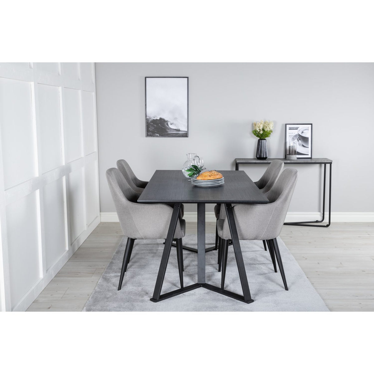 Marina, Comfort Rektangulär matgrupp Svart,Grå, Svart, 180 x 90