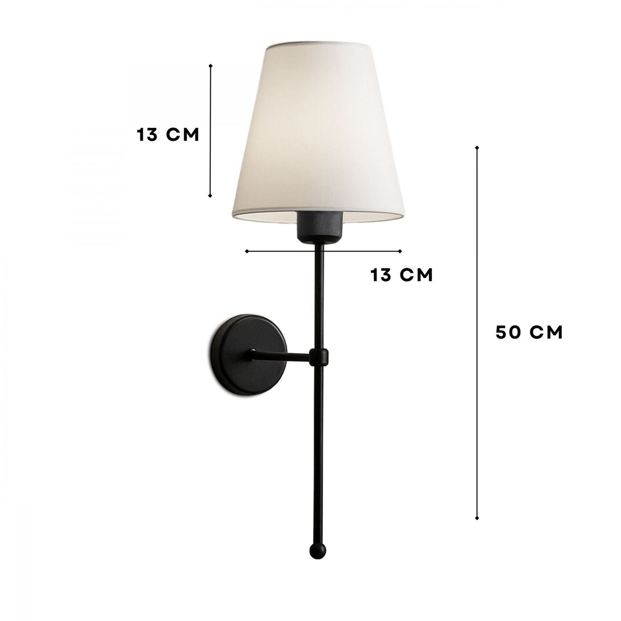 Bolt (H 50 cm) Vägglampa Kräm svart