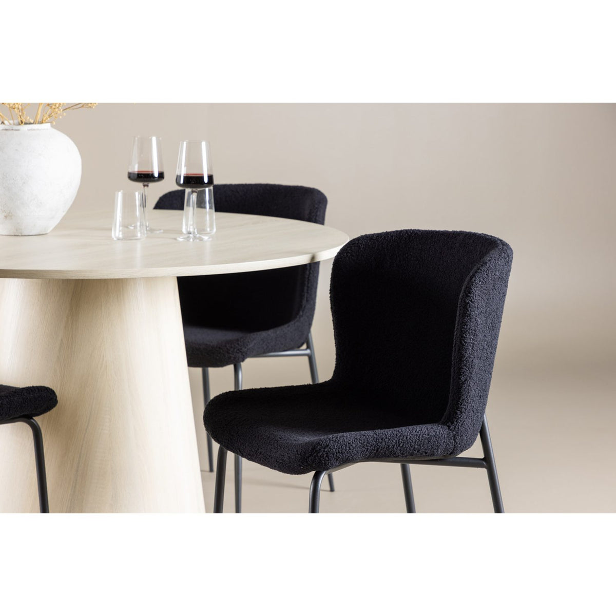 Lanzo, Modesto Rund matgrupp Svart, Vitlaserad, ⌀120