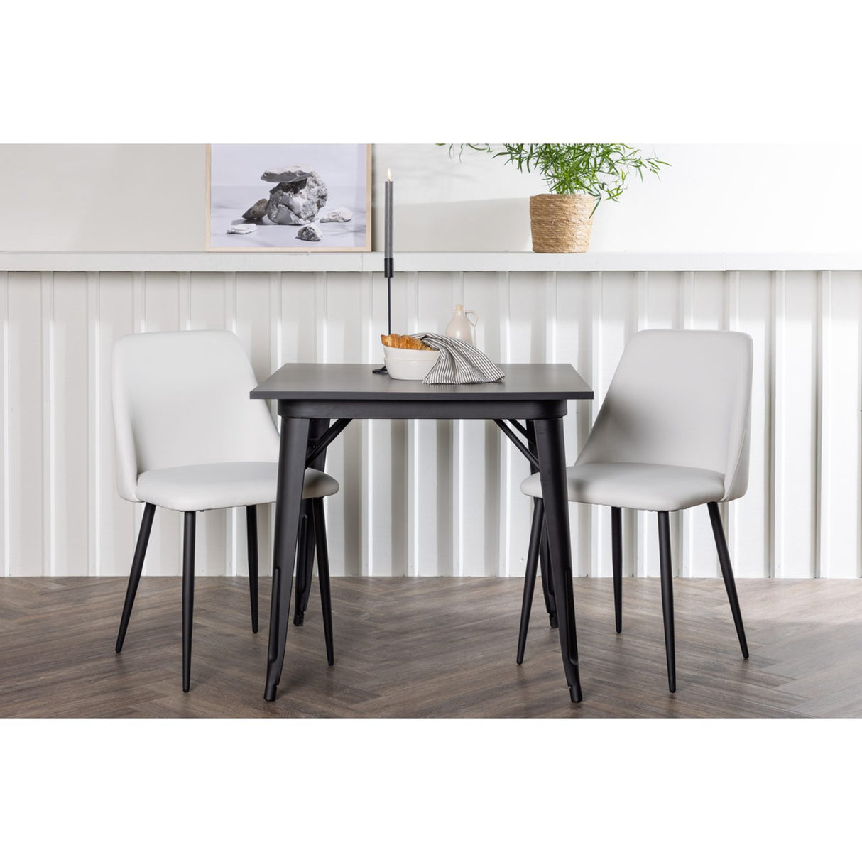 Tempe, Night Rektangulär matgrupp Svart,Vit, Svart, 80 x 80