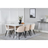 Polar, Velvet Rektangulär matgrupp Beige,Svart, Vit, 180 x 90