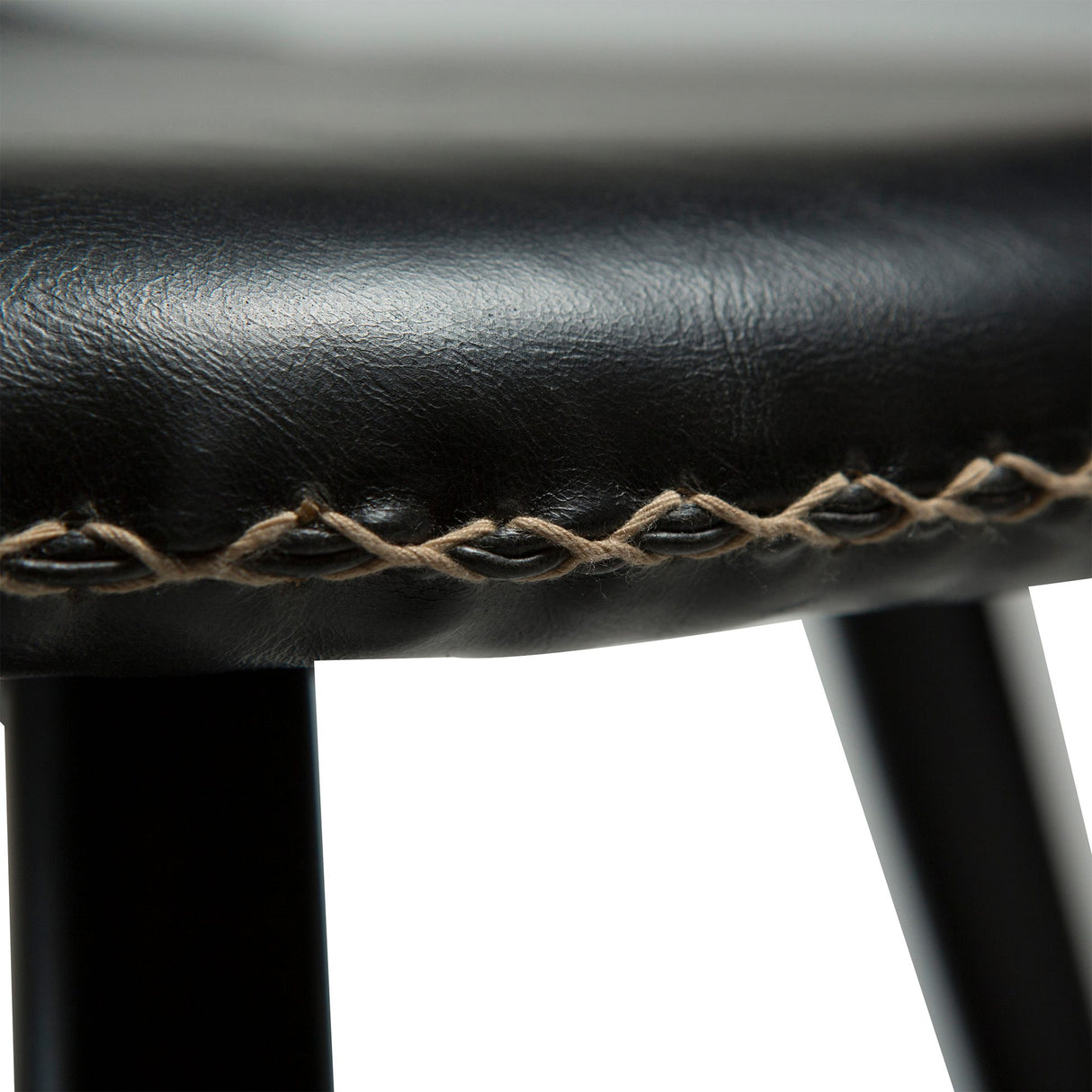 Flair Stol Vintage Black Art.Leather, Round Black