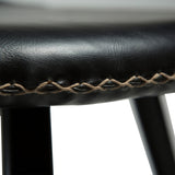 Flair Stol Vintage Black Art.Leather, Round Black