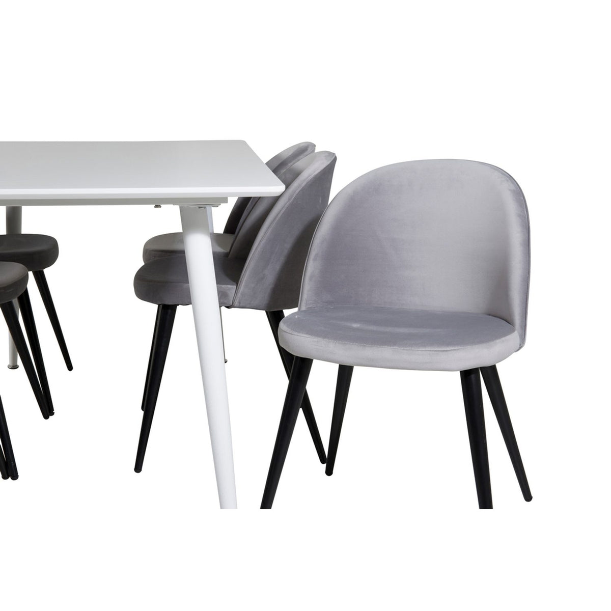 Polar, Velvet Rektangulär matgrupp Svart,Grå, Vit, 180 x 90