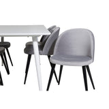 Polar, Velvet Rektangulär matgrupp Svart,Grå, Vit, 180 x 90