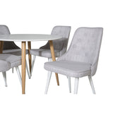 Plaza, Velvet Deluxe Rund matgrupp Ljusgrå, Vit, 4st