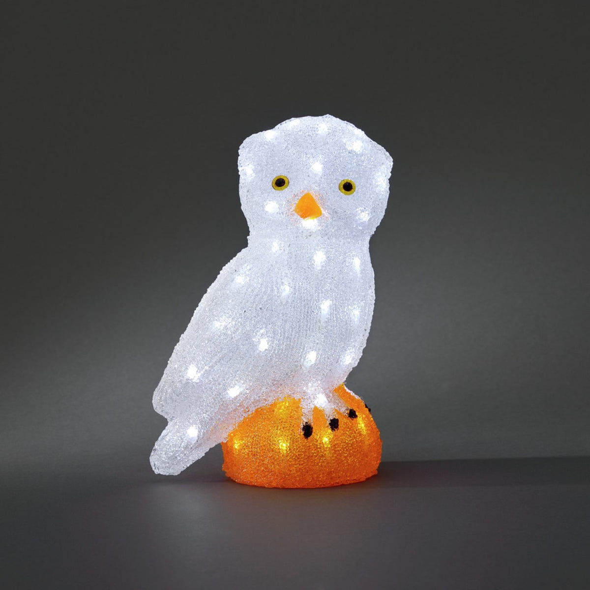 Uggla akryl vita LED Ljusdekoration Ute 36 cm