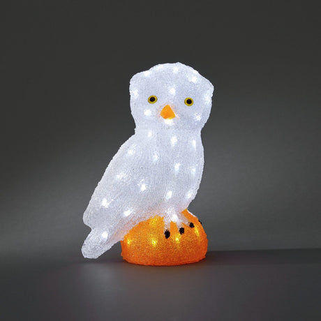 Uggla akryl vita LED Ljusdekoration Ute 36 cm