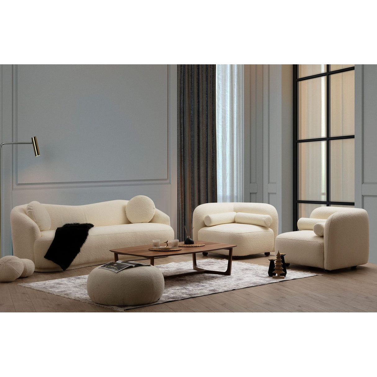 Ancona (225 x 76 x 98 cm) Kräm 3-sitssoffa