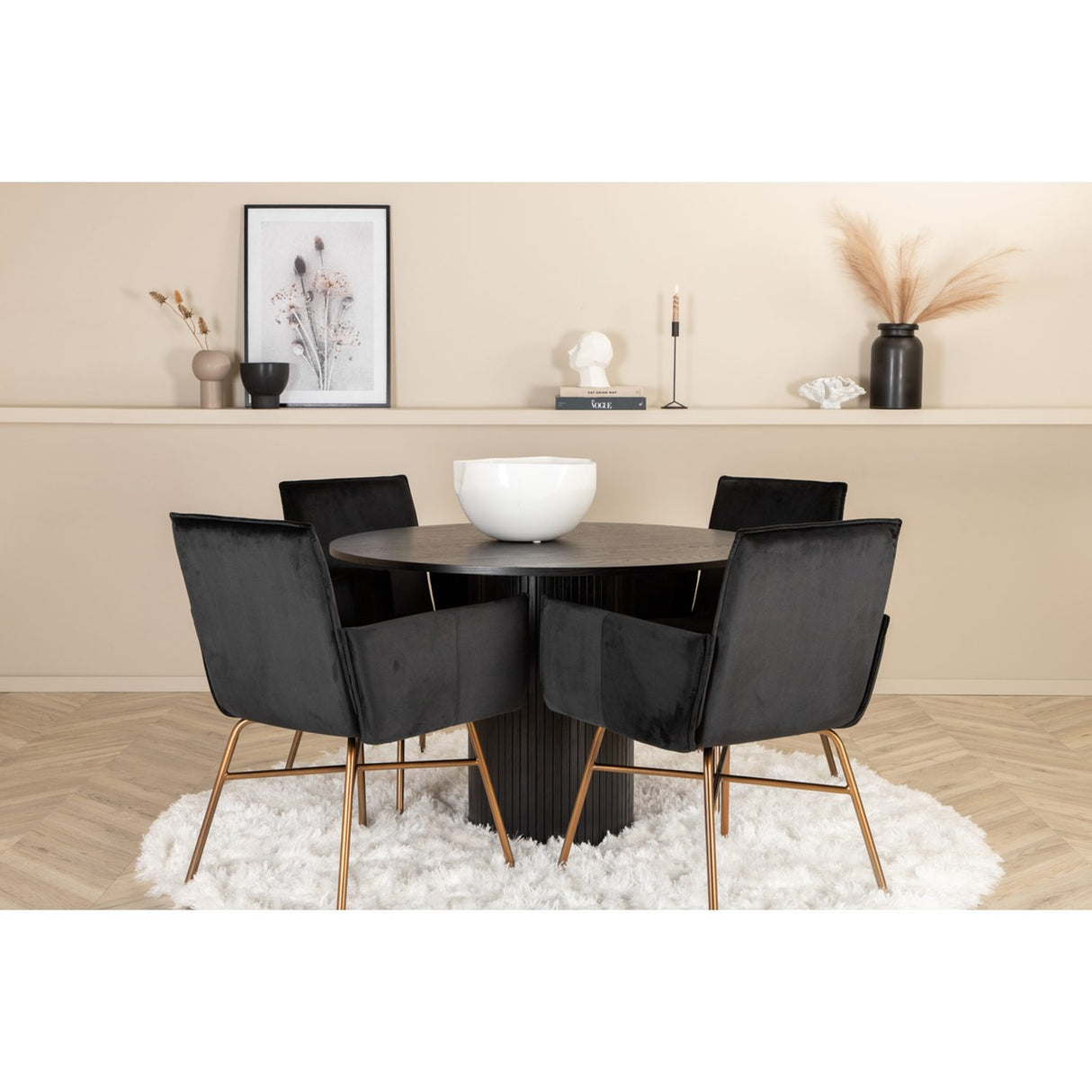 Bianca, Petra Rund matgrupp Svart,Koppar, Svart, ⌀110