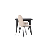 Tempe, Polar Rektangulär matgrupp Beige,Svart, Svart, 80 x 80