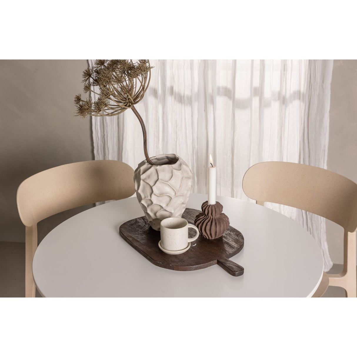 Hamden, Åstol Rund matgrupp Beige, Vit, ⌀80