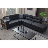 Porto (230 x 90 x 150 cm) Hörnsoffa-bäddsoffa Antracit, Vänster