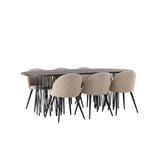 Stone, Velvet Rektangulär matgrupp Beige, Svart, Svart, Mocka, 220 x 100