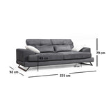 Bamako 3-sits (225 x 92 x 79 cm) Antracit 3-sitssoffa
