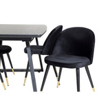Inca, Velvet Rektangulär matgrupp Svart,Guld, Svart, 160 x 85