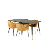 Dipp, Limhamn Rektangulär matgrupp Svart, gul, Svart, Guld, 180 x 90