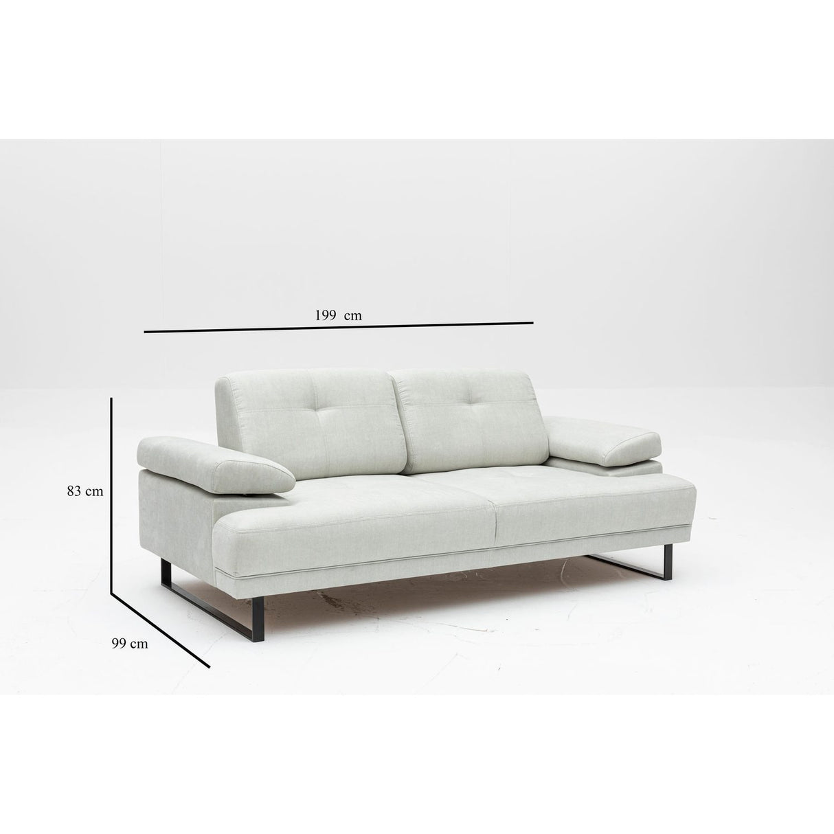 Kingston (199 x 99 x 83 cm) 2-sits bäddsoffa Vit