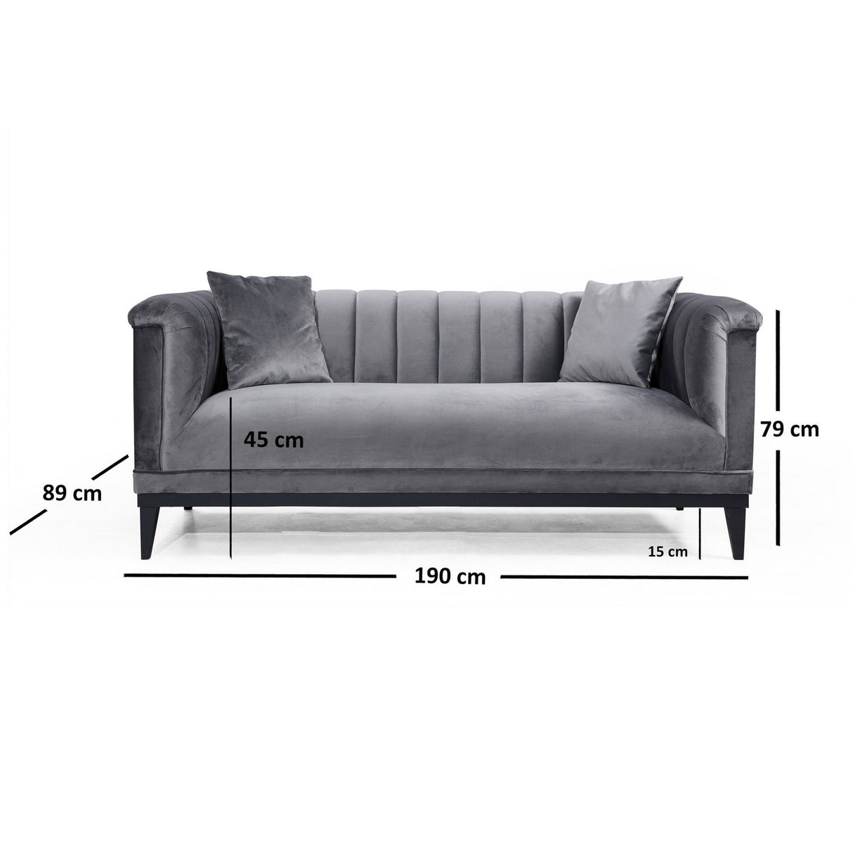 Trendy (190 x 79 x 89 cm) Mörkgrå 2-sitssoffa