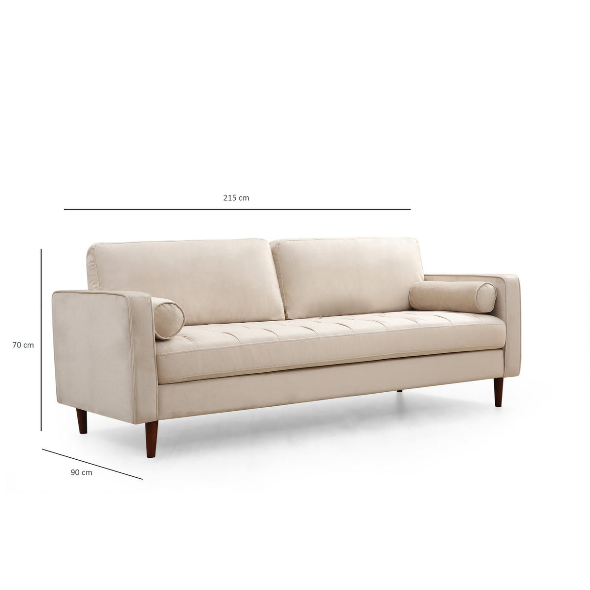Rom (215 x 90 x 70 cm) 3-sitssoffa Beige