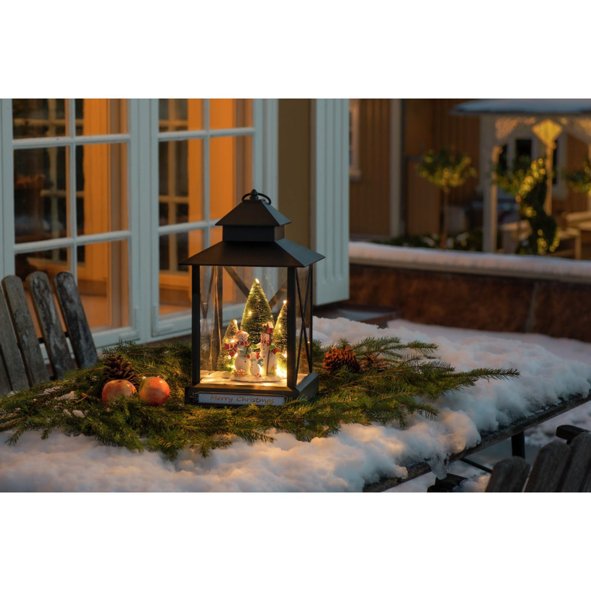 Stor ljuslykta 46 LED Snögubbar Ljusdekoration Ute