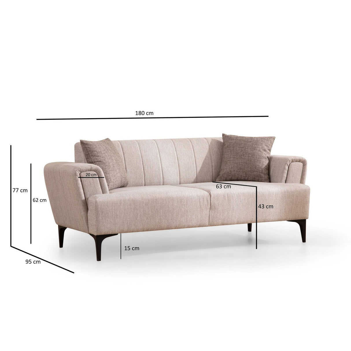 Tallinn (180 x 95 x 77 cm) 2-sitssoffa Beige