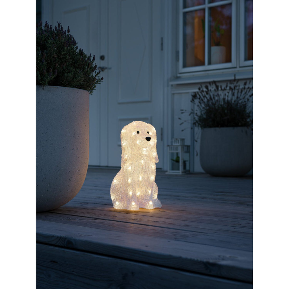 Hund akryl 31cm 40 LED Ljusdekoration Ute