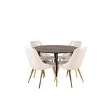 Dipp, Velvet Deluxe Rund matgrupp Beige,Guld, Svart, Guld, ⌀115