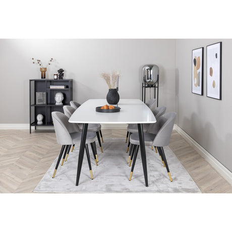 Polar, Velvet Rektangulär matgrupp Svart,Guld,Grå, Svart, Vit, 240 x 100