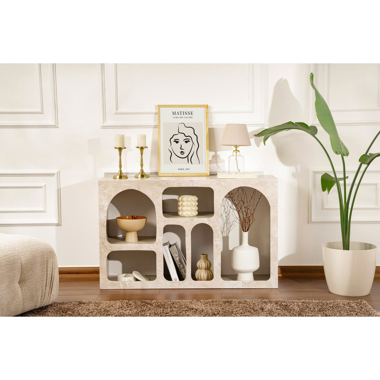 Liva 120 (120 x 74 x 37 cm) Konsol Travertinmarmor sandsten