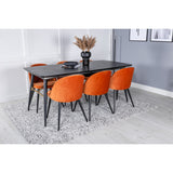 Guld, sammet Rektangulär matgrupp Svart, rostig orange, Svart, 180 x 85