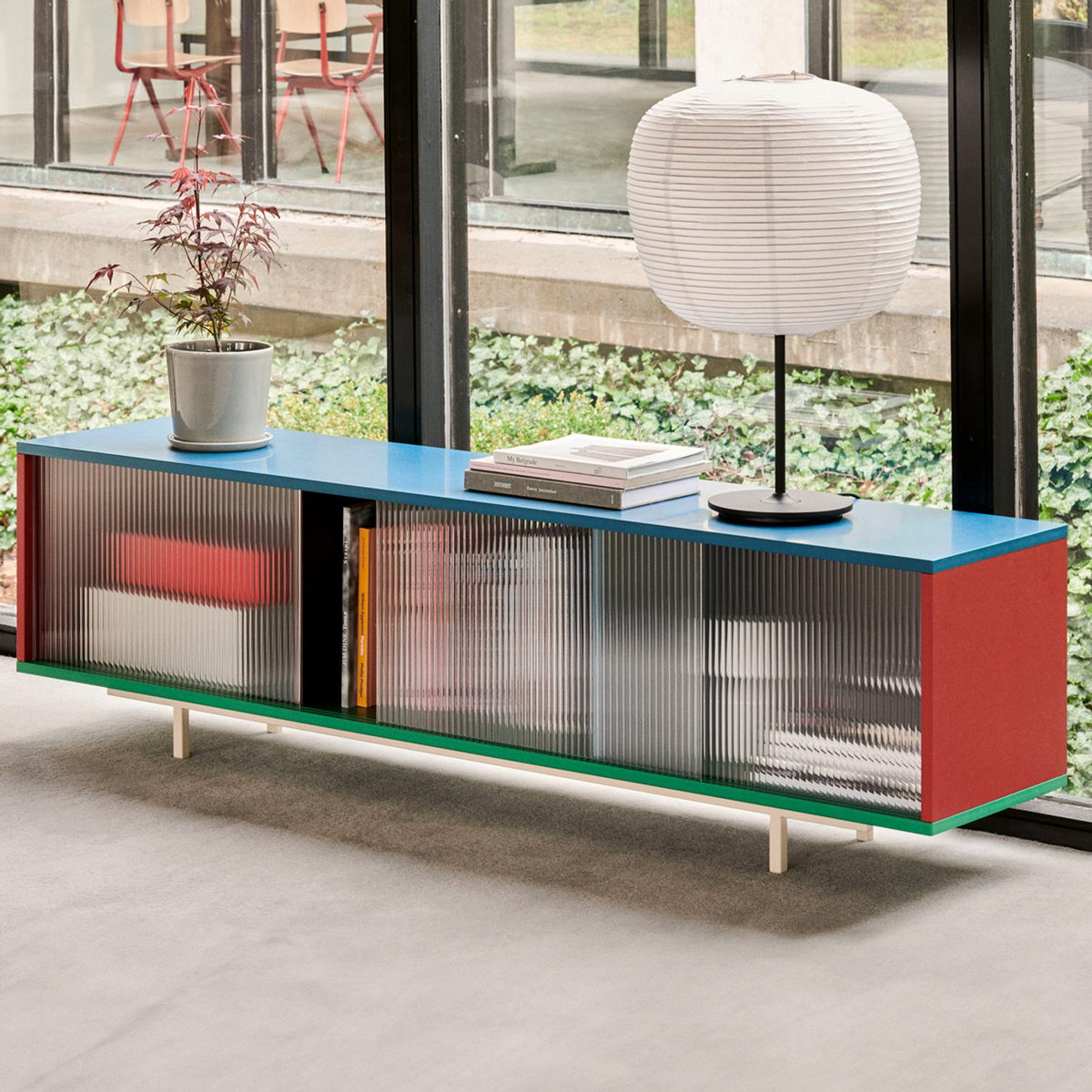 Colour Cabinet med glasdörrar 120 × 39 × 51 cm Skåp Dark Mint