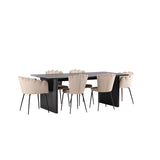 Vail, Limhamn Rektangulär matgrupp Beige, Svart, Svart, 200 x 100