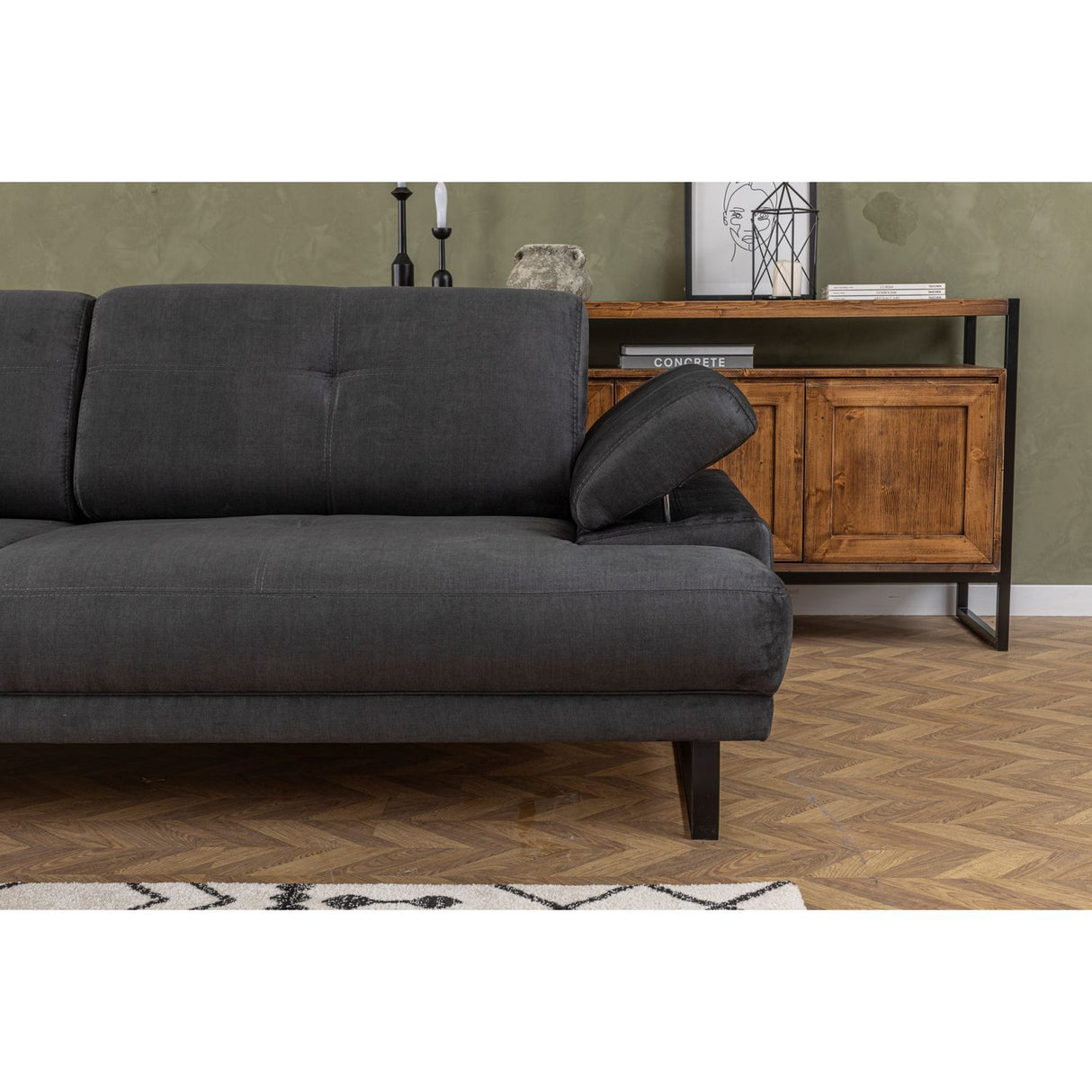 Quito (239 x 99 x 83 cm) 3-sits bäddsoffa Antracit
